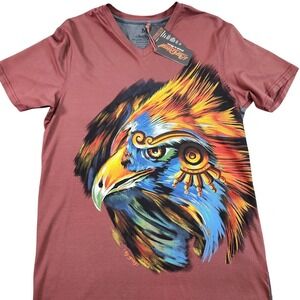 Ay Guey Shirt Mens Medium Red V-Neck Eagle Graphic Tee Tagless Art Mexican